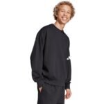 Mens adidas Essentials Loose Fit 3 Bar Logo Sweatshirt Black JF3542 - Image 4