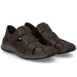 Mens leather openwork brown shoes Rieker 05281-25 - Image 3