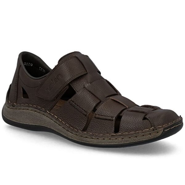 Mens leather openwork brown shoes Rieker 05281-25