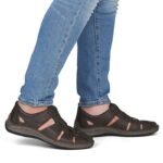 Mens leather openwork brown shoes Rieker 05281-25 - Image 5