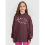 Oversized sweatshirt with hood, unzipped, for girls, 4F 4FJRAW25TSWSF2429-51S