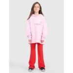 Oversized sweatshirt with hood, unzipped, for girls, 4F 4FJRAW25TSWSF2429-56S - Image 3