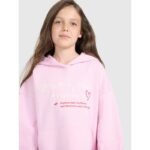 Oversized sweatshirt with hood, unzipped, for girls, 4F 4FJRAW25TSWSF2429-56S - Image 4