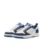 Puma Rebound V6 Lo Mid kids shoes white and blue 393833 28 - Image 2