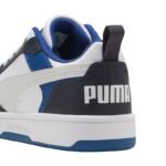 Puma Rebound V6 Lo Mid kids shoes white and blue 393833 28 - Image 3