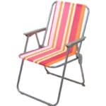 REDCLIFFS FOLDING CHAIR WITH ARMRESTS, ORANGE STRAPS - Image 2