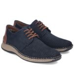 Rieker 05226-14 navy blue openwork leather shoes - Image 3