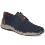 Rieker 05226-14 navy blue openwork leather shoes