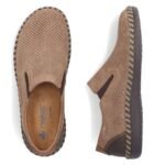 Rieker B2460-25 mens leather slip-on shoes, beige - Image 4