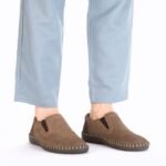 Rieker B2460-25 mens leather slip-on shoes, beige - Image 5