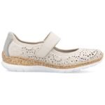 Rieker N4299-60 comfortable womens shoes with openwork velcro in beige - Image 2