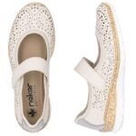 Rieker N4299-60 comfortable womens shoes with openwork velcro in beige - Image 4