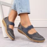 Rieker W RKR648 blue openwork leather shoes - Image 2