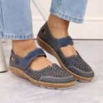 Rieker W RKR648 blue openwork leather shoes - Image 3