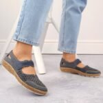 Rieker W RKR648 blue openwork leather shoes - Image 4