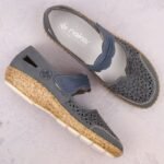 Rieker W RKR648 blue openwork leather shoes - Image 6