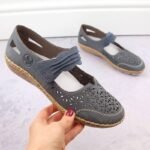 Rieker W RKR648 blue openwork leather shoes - Image 8