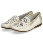 Rieker W RKR658 comfortable leather openwork shoes, beige - Image 8