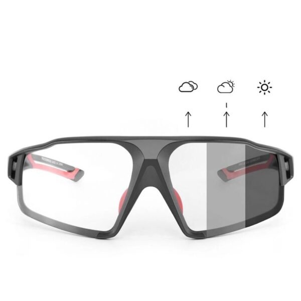 Rockbros SP216BK Photochromic UV400 Cycling Glasses - Black and Red
