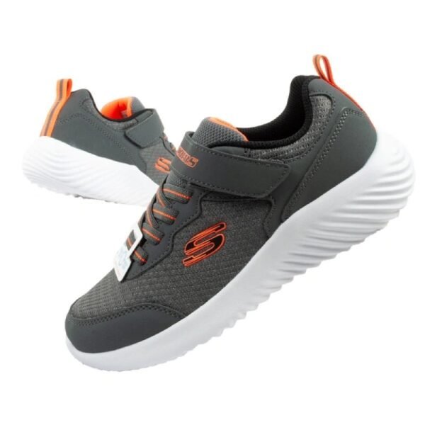 Skechers Bounder childrens sports shoes with Velcro, lightweight, fashionable gray
