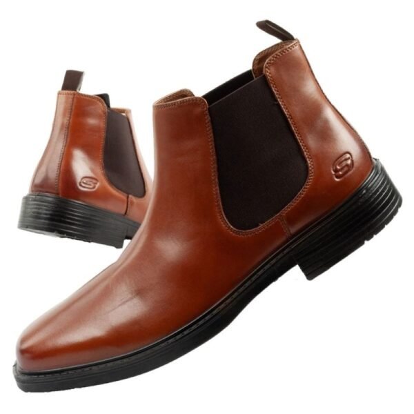 Skechers mens shoes Chelsea boots Miller-Boris elegant leather brown