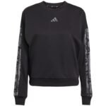 Womens adidas Animal Print 3-Stripes French Terry Sweatshirt Black JM1835 - Image 2