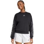 Womens adidas Animal Print 3-Stripes French Terry Sweatshirt Black JM1835