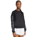 Womens adidas Animal Print 3-Stripes French Terry Sweatshirt Black JM1835 - Image 4