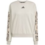 Womens adidas Animal Print 3-Stripes French Terry Sweatshirt Cream JM1836 - Image 2