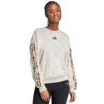 Womens adidas Animal Print 3-Stripes French Terry Sweatshirt Cream JM1836