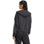 Womens adidas Essentials 3-Stripes French Terry Quarter-Zip Hoodie Black JN1956 - Image 3