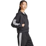 Womens adidas Essentials 3-Stripes French Terry Quarter-Zip Hoodie Black JN1956 - Image 4