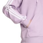 Womens adidas Essentials 3-Stripes Full-Zip Fleece Hoodie Purple JY3080 - Image 6