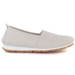 Womens beige leather slip-on shoes S.Barski LR61-7051
