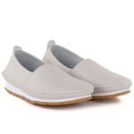 Womens beige leather slip-on shoes S.Barski LR61-7051 - Image 4