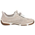 Womens comfortable openwork shoes, beige, Rieker 55960-60 - Image 2