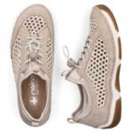 Womens comfortable openwork shoes, beige, Rieker 55960-60 - Image 3