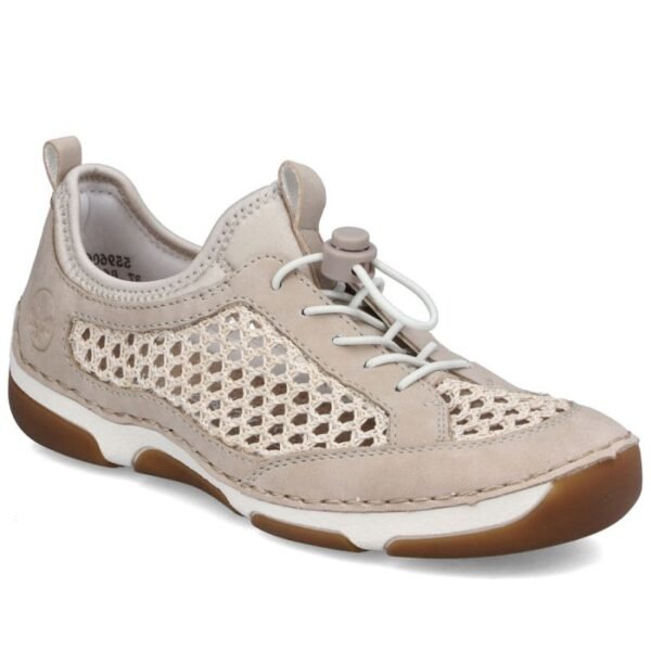 Womens comfortable openwork shoes, beige, Rieker 55960-60