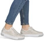 Womens comfortable, soft, beige openwork shoes Rieker L8849-60 - Image 4