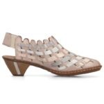 Womens leather high-heeled shoes, comfortable and flexible, cream Rieker 46778-64 - Image 2