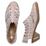 Womens leather high-heeled shoes, comfortable and flexible, cream Rieker 46778-64 - Image 4