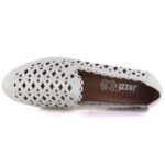 Womens leather openwork shoes, white Jezzi OL50-1 - Image 3