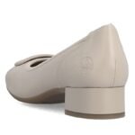 Womens leather pumps with low heels, beige, Rieker 43453-62 - Image 3