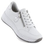 Womens leather shoes, sneakers, white Rieker N6508-80