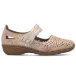 Womens leather velcro openwork shoes, multicolor Rieker 41399-92 - Image 2