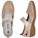 Womens leather velcro openwork shoes, multicolor Rieker 41399-92 - Image 4