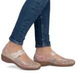 Womens leather velcro openwork shoes, multicolor Rieker 41399-92 - Image 5
