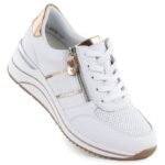 Womens leather wedge sneakers white Remonte Rieker D0T04-80