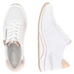Womens leather wedge sneakers white Remonte Rieker D0T04-80 - Image 3