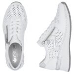 Womens leather wedge sneakers white Rieker N4340-80 - Image 4